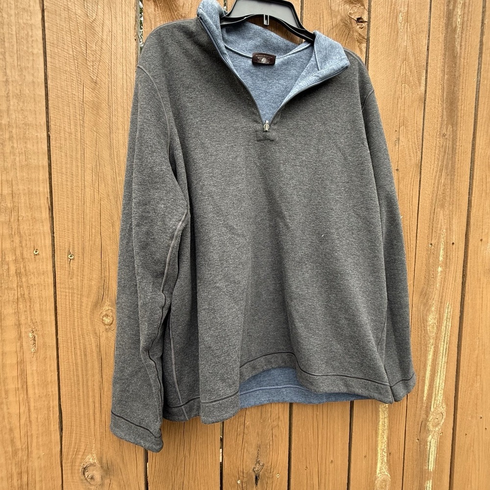 Men's‎ Johnson And Murphy Half Zip Long Sleeve Reversible Large Blue Brown